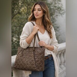 Authentic CHANEL Quilted Caviar Leather Tote